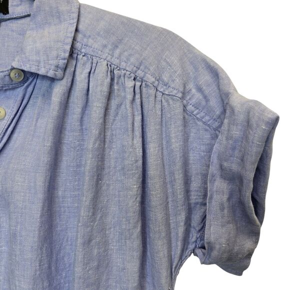 Baird McNutt J Crew Womens S Irish Linen Short Sleeve Mini Shirtdress Light Blue - Picture 5 of 16